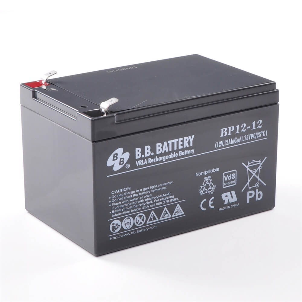 12V 12Ah Batterie au plomb (AGM), B.B. Battery BP12-12, VdS, 151x98x94 mm  (Lxlxh), Borne T2