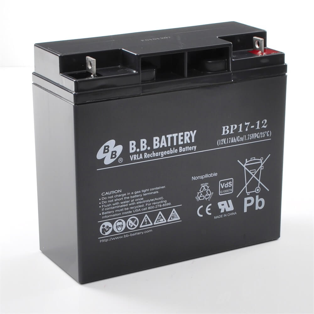 12V 17Ah Batterie au plomb (AGM), B.B. Battery BP17-12, VdS, 181x76x166 mm  (Lxlxh), Borne B1 (