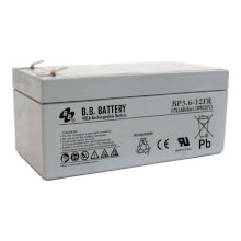 12V 3.6Ah Batterie au plomb (AGM), B.B. Battery BP3.6-12FR, 134x67x60 mm (Lxlxh), Borne T2 Faston 250 (6,3 mm)