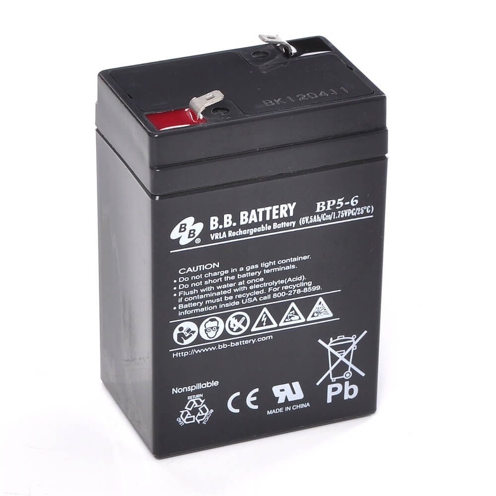 6V 5Ah Batterie au plomb (AGM), B.B. Battery BP5-6, 70x48x102 mm (Lxlxh),  Borne T1 Faston