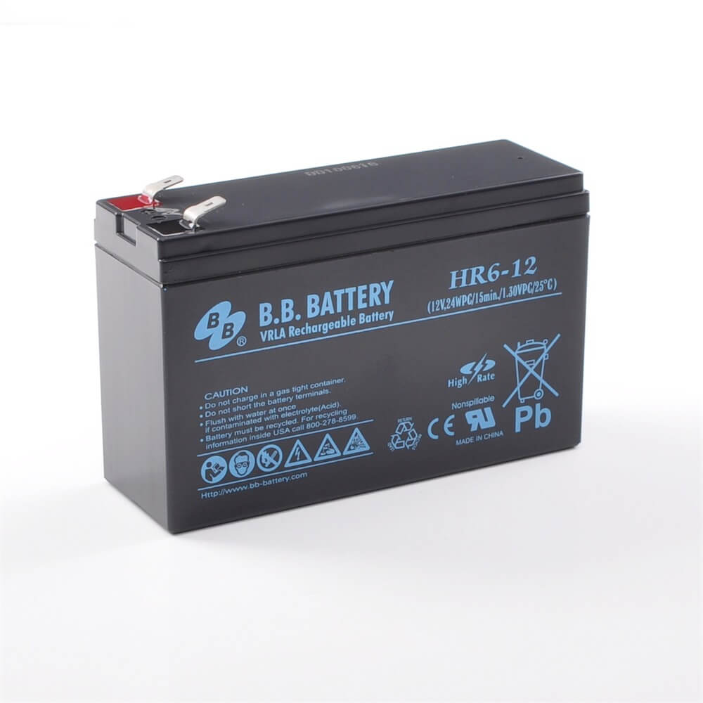 12V 6Ah Batterie au plomb (AGM), B.B. Battery HR6-12, 151x51x94 mm (Lxlxh),  Borne T2 Faston