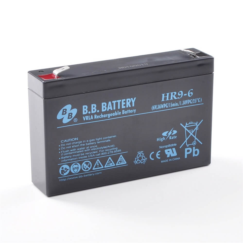 6V 9Ah Batterie au plomb (AGM), B.B. Battery HR9-6, 151x34x94 mm (Lxlxh),  Borne T2 Faston